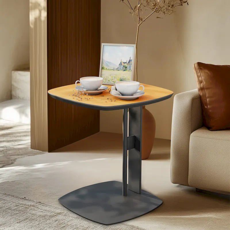 Table Basse Carrée Moderne avec Tiroirs, Table d'Appoint Blanche Style Mecha