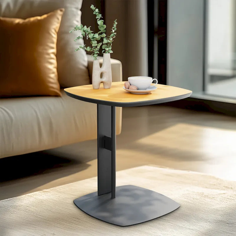 Table Basse Carrée Moderne avec Tiroirs, Table d'Appoint Blanche Style Mecha