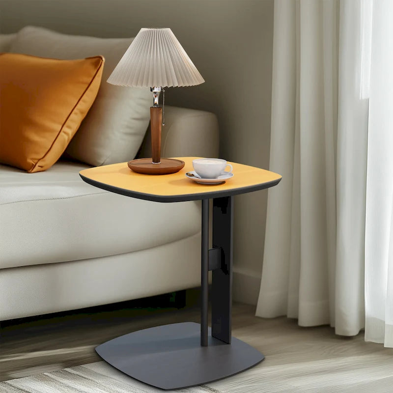 Table Basse Carrée Moderne avec Tiroirs, Table d'Appoint Blanche Style Mecha