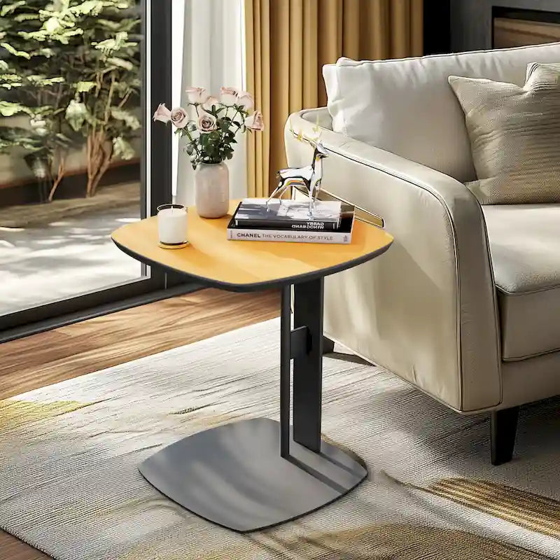 Table Basse Carrée Moderne avec Tiroirs, Table d'Appoint Blanche Style Mecha