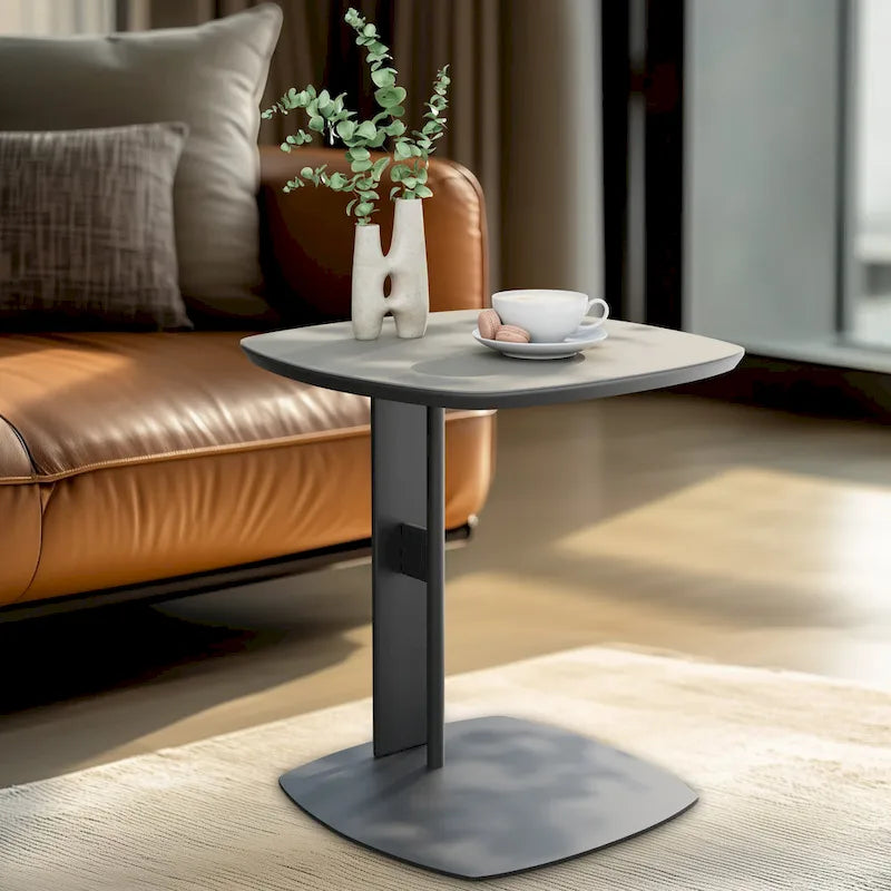 Table Basse Carrée Moderne avec Tiroirs, Table d'Appoint Blanche Style Mecha