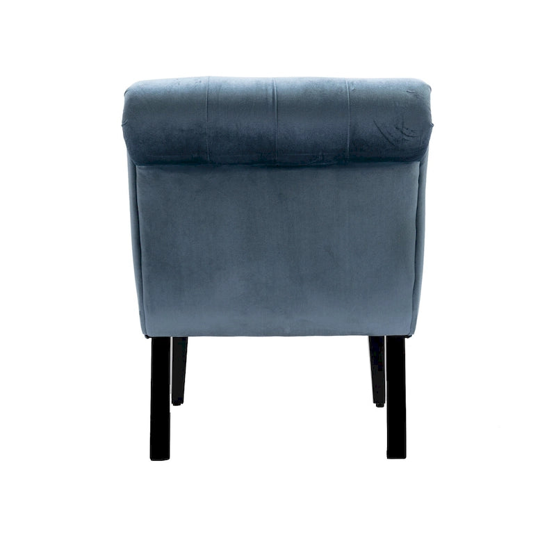 Fauteuil d'appoint capitonné bleu clair avec pieds en bois pour le salon