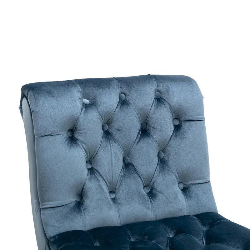 Fauteuil d'appoint capitonné bleu clair avec pieds en bois pour le salon