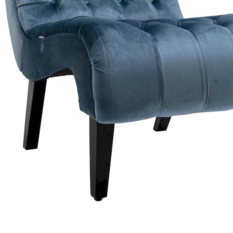 Fauteuil d'appoint capitonné bleu clair avec pieds en bois pour le salon