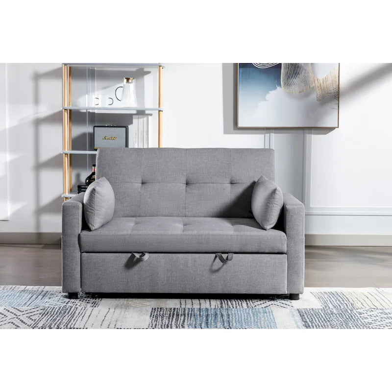 Canapé convertible 3-en-1 en lin gris clair
