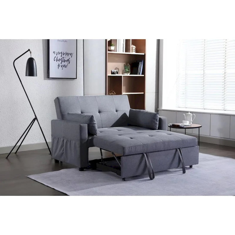Canapé convertible 3-en-1 en lin gris clair