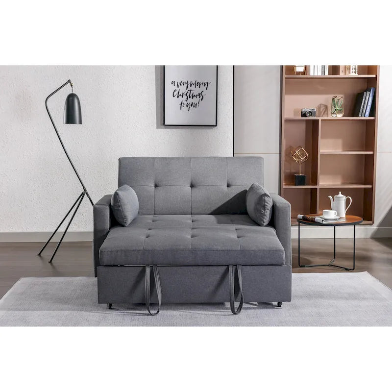 Canapé convertible 3-en-1 en lin gris clair