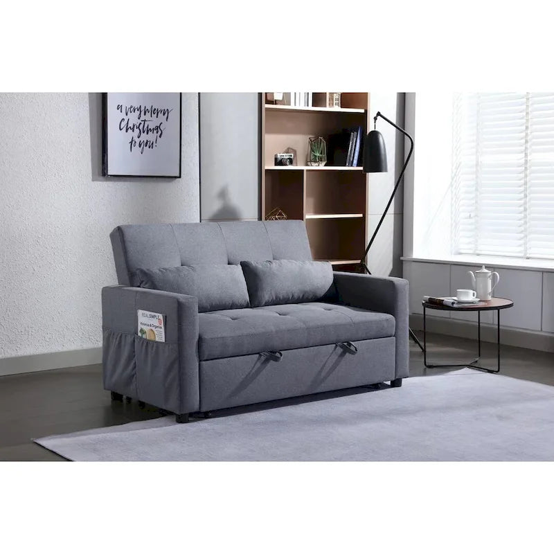 Canapé convertible 3-en-1 en lin gris clair