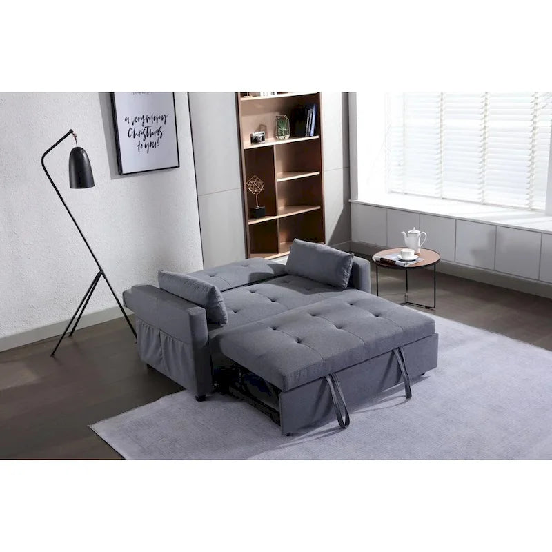 Canapé convertible 3-en-1 en lin gris clair
