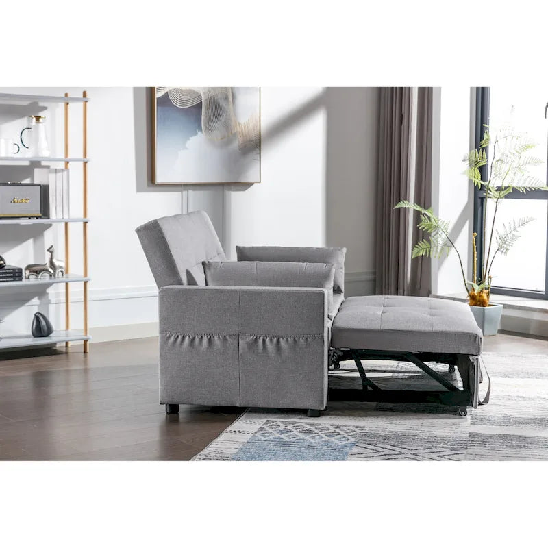 Canapé convertible 3-en-1 en lin gris clair