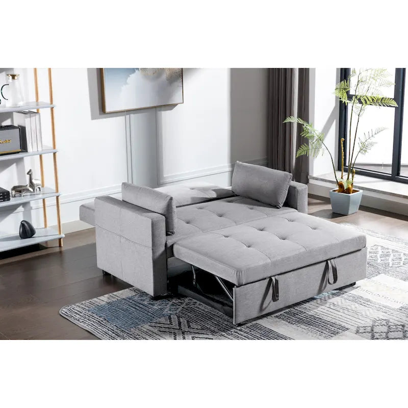 Canapé convertible 3-en-1 en lin gris clair