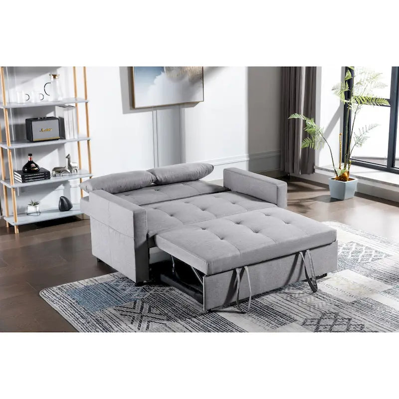 Canapé convertible 3-en-1 en lin gris clair