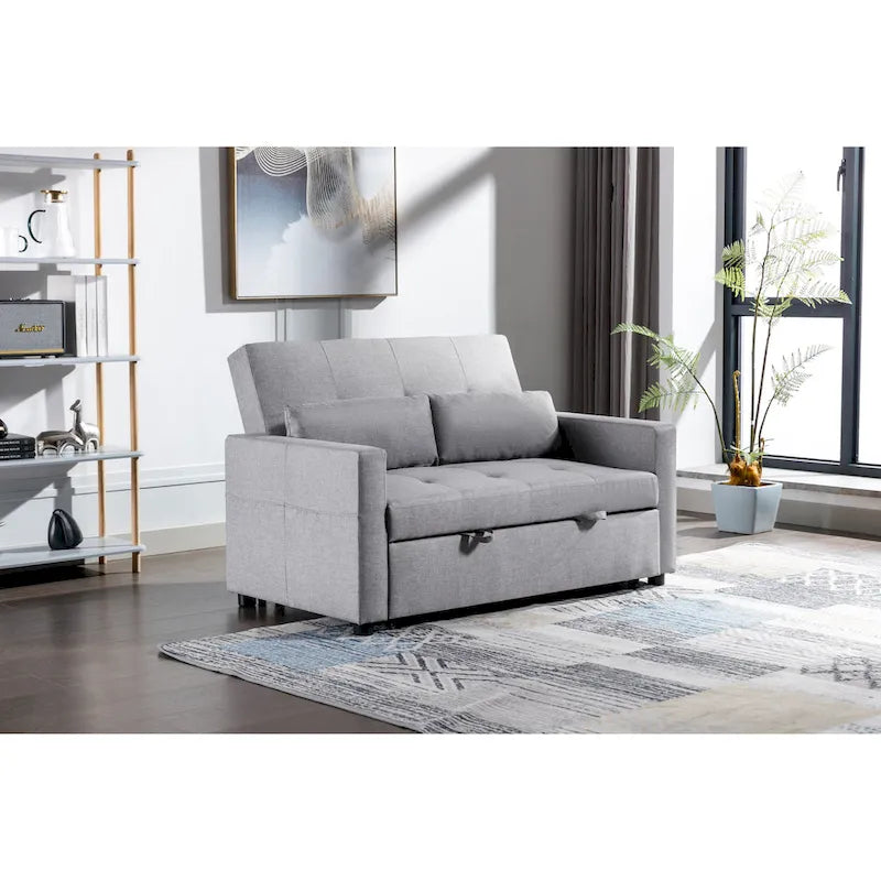 Canapé convertible 3-en-1 en lin gris clair