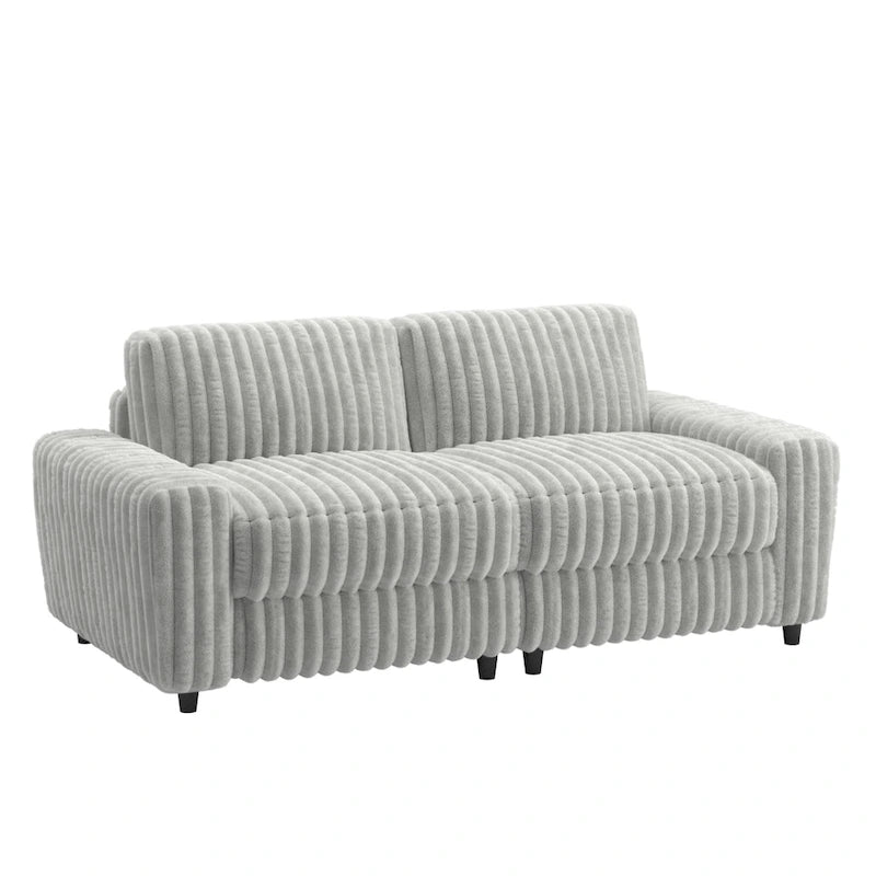Causeuse rembourrée en tissu pelucheux et duvet