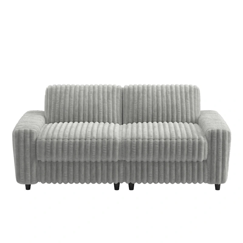 Causeuse rembourrée en tissu pelucheux et duvet