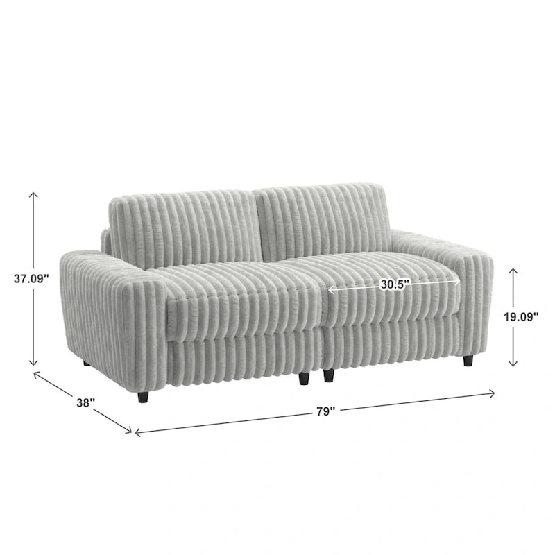Causeuse rembourrée en tissu pelucheux et duvet