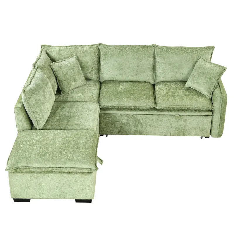 Canapé-lit multifonctionnel avec pouf de rangement