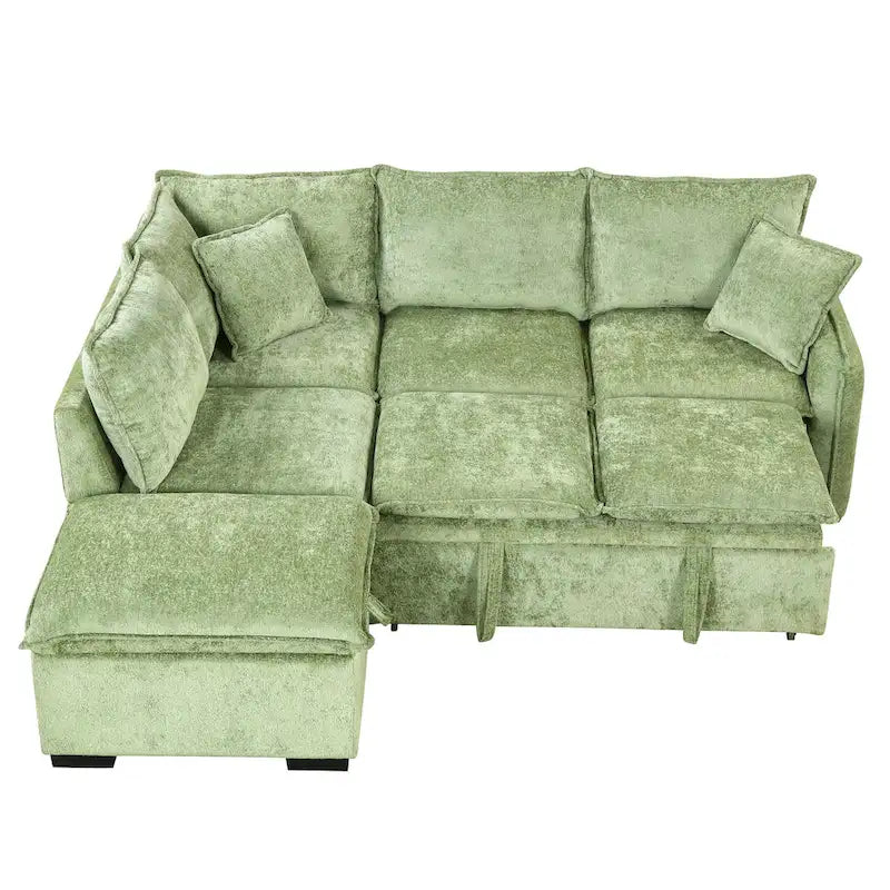 Canapé-lit multifonctionnel avec pouf de rangement