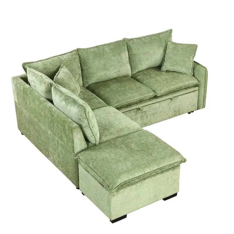 Canapé-lit multifonctionnel avec pouf de rangement