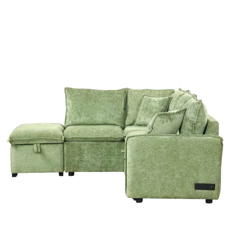 Canapé-lit multifonctionnel avec pouf de rangement
