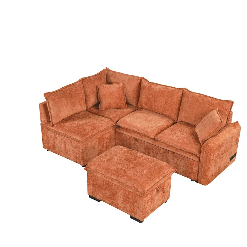Canapé-lit multifonctionnel avec pouf de rangement
