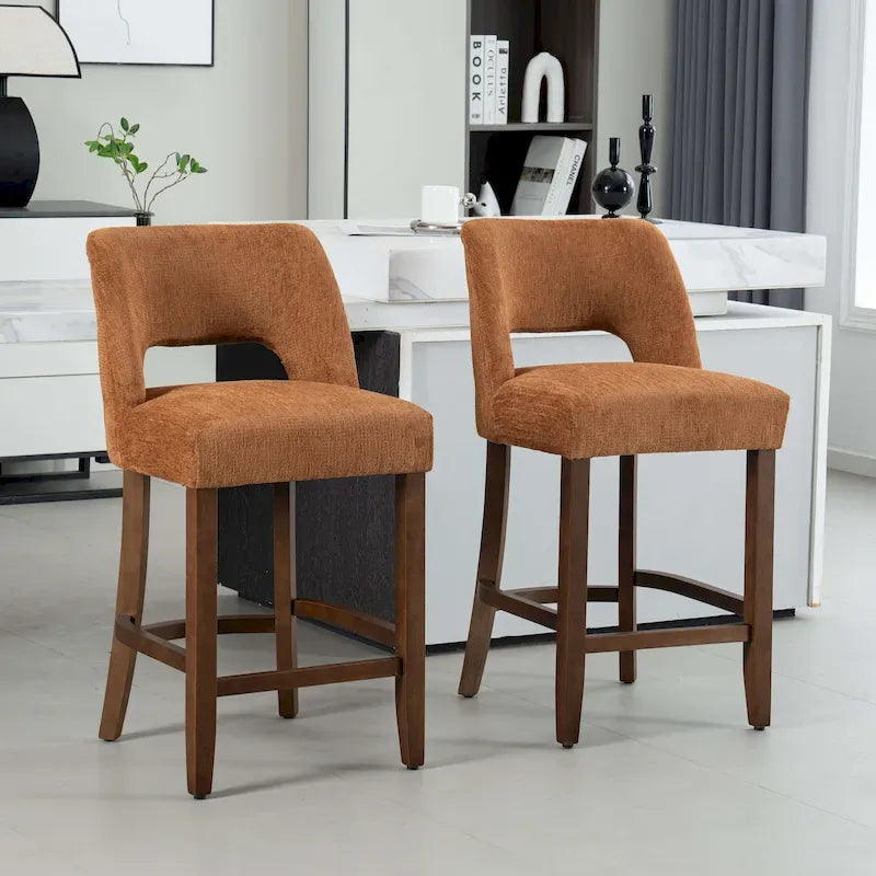 Tabourets de bar en bois avec repose-pieds