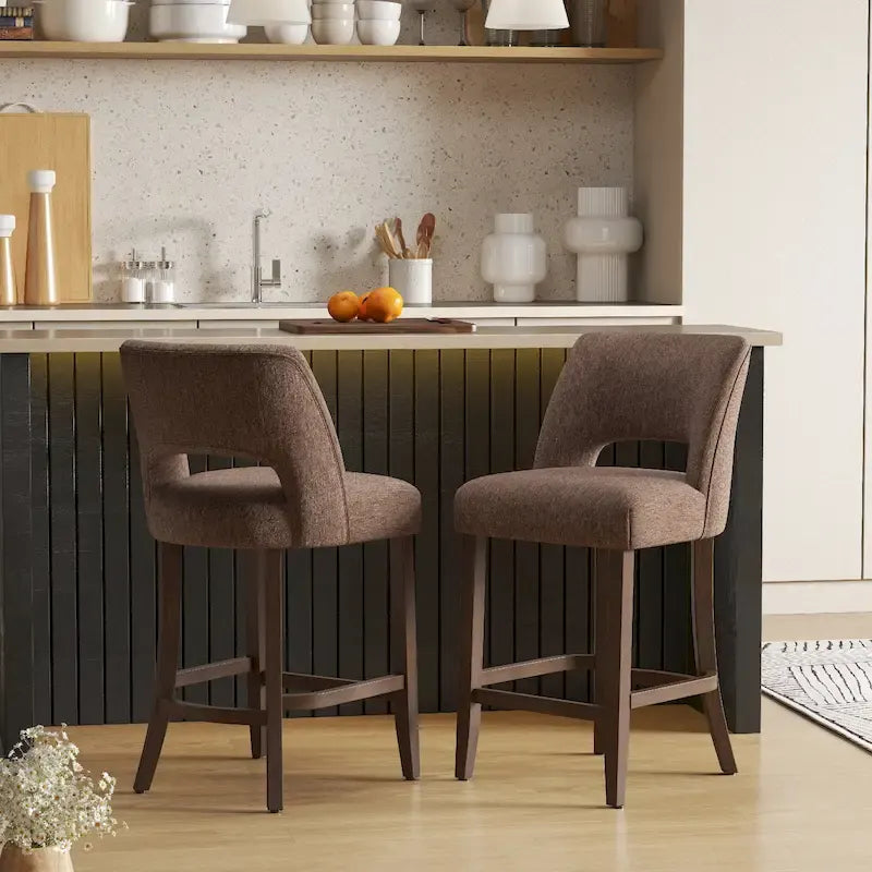 Tabourets de bar en bois avec repose-pieds