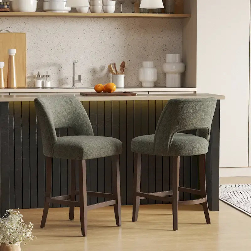 Tabourets de bar en bois avec repose-pieds
