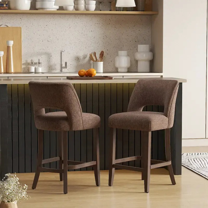 Tabourets de bar en bois avec repose-pieds