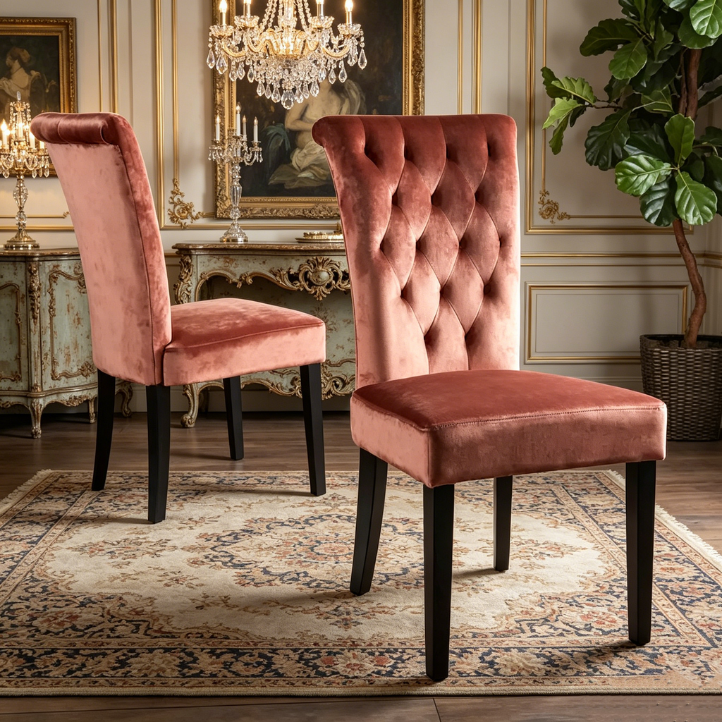 Chaise de salle à manger en velours