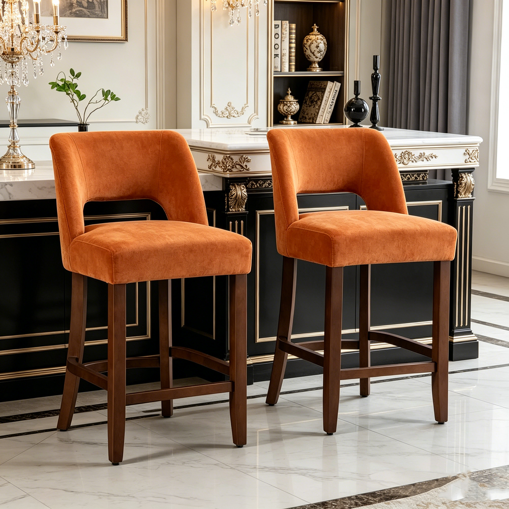 Tabourets de bar en bois avec repose-pieds
