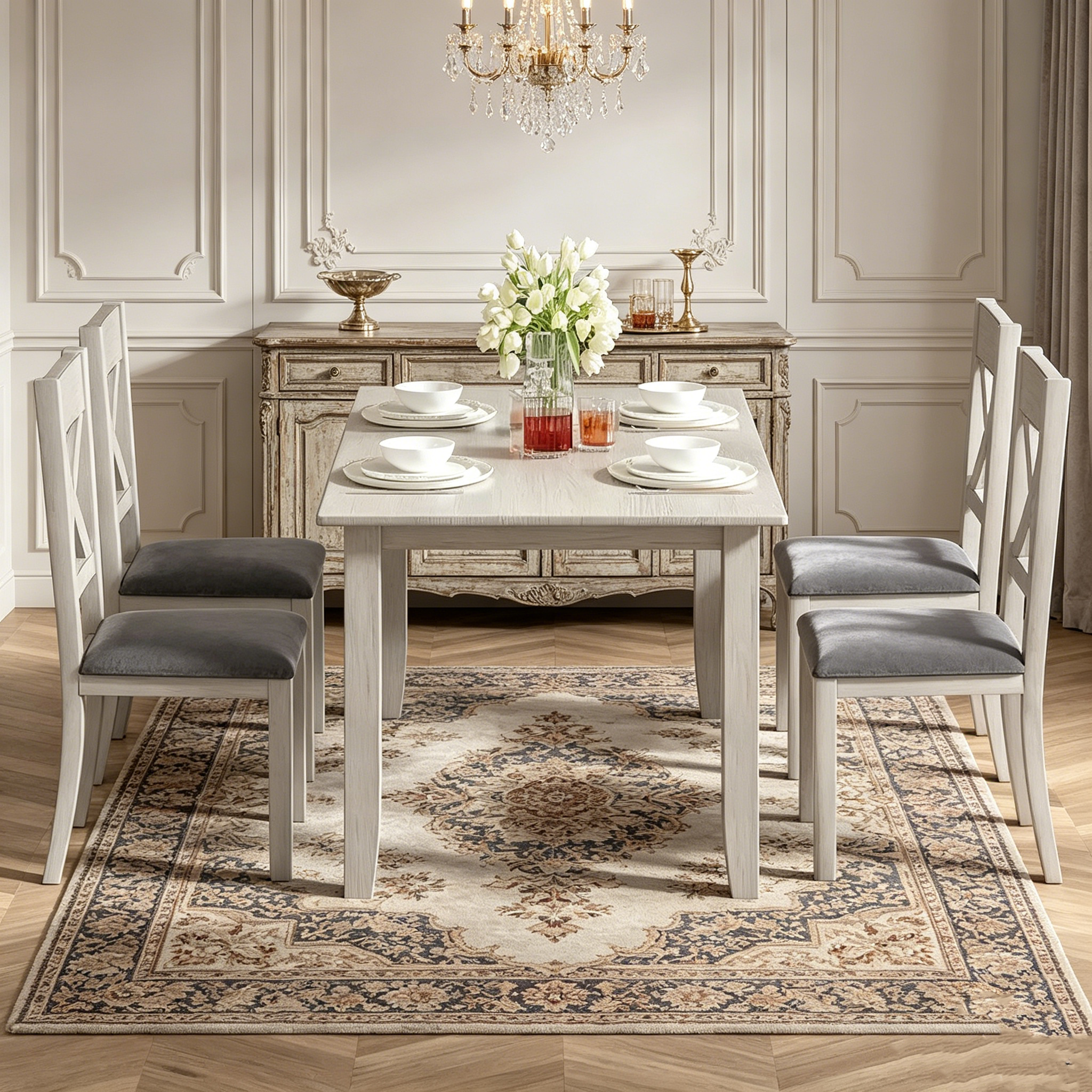 Table à manger rectangulaire moderne en bois massif