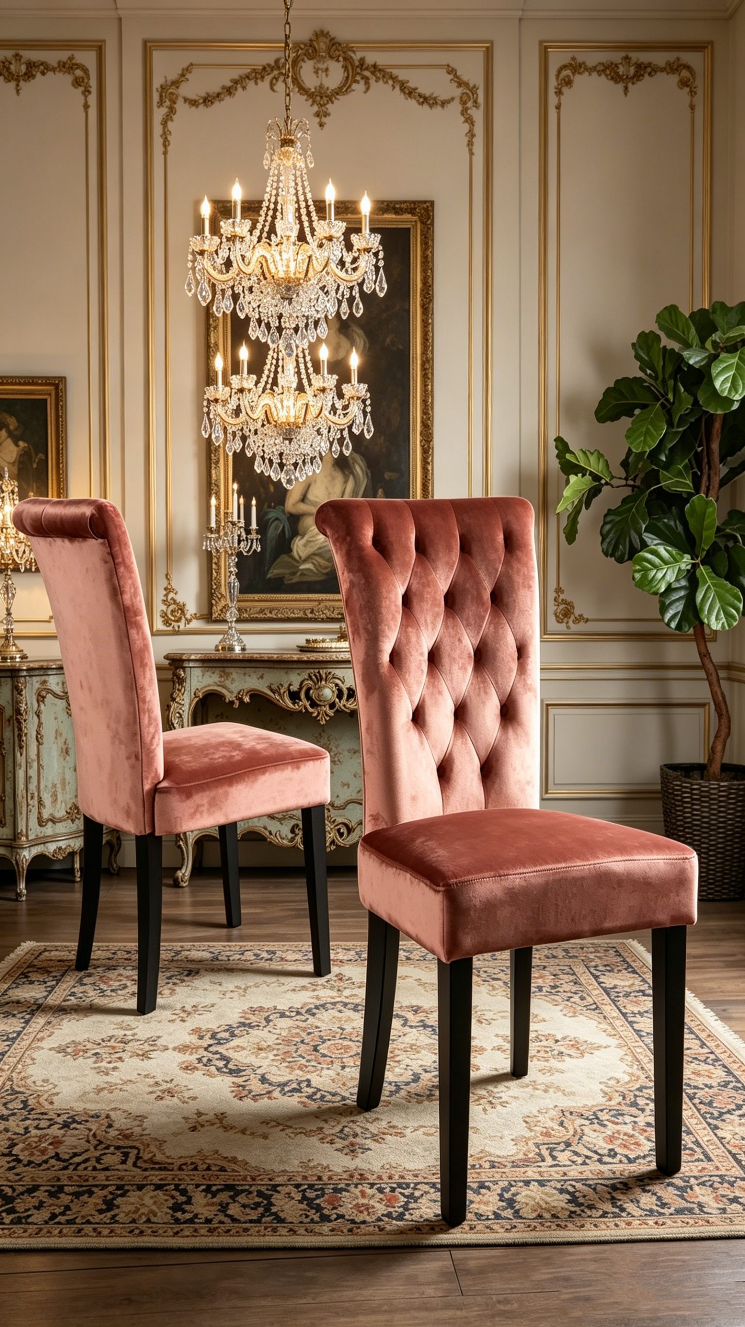 Chaise de salle à manger en velours