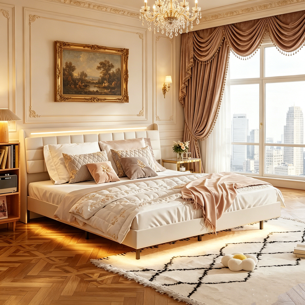 Tête de lit flottante King Size avec rangement