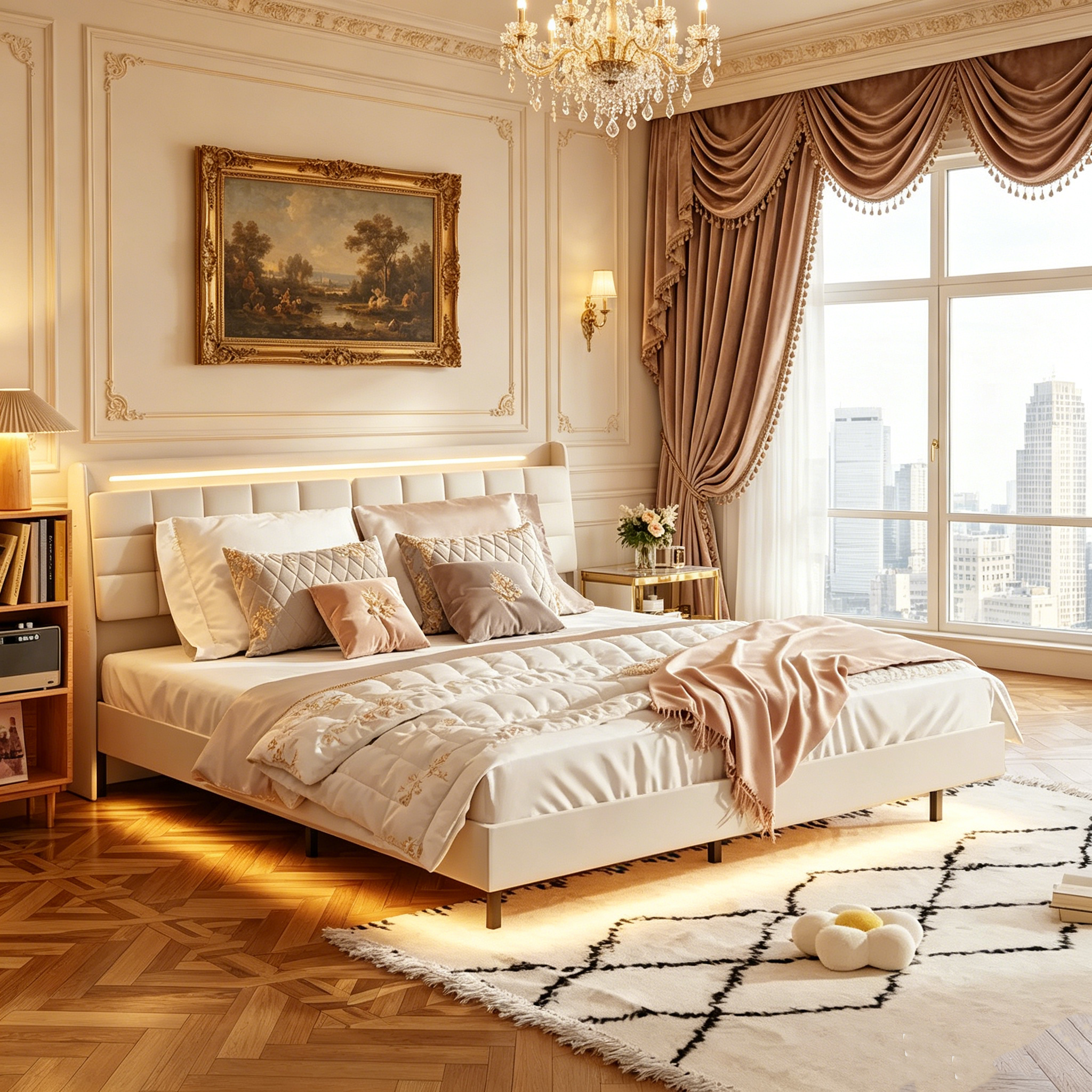 Tête de lit flottante King Size avec rangement
