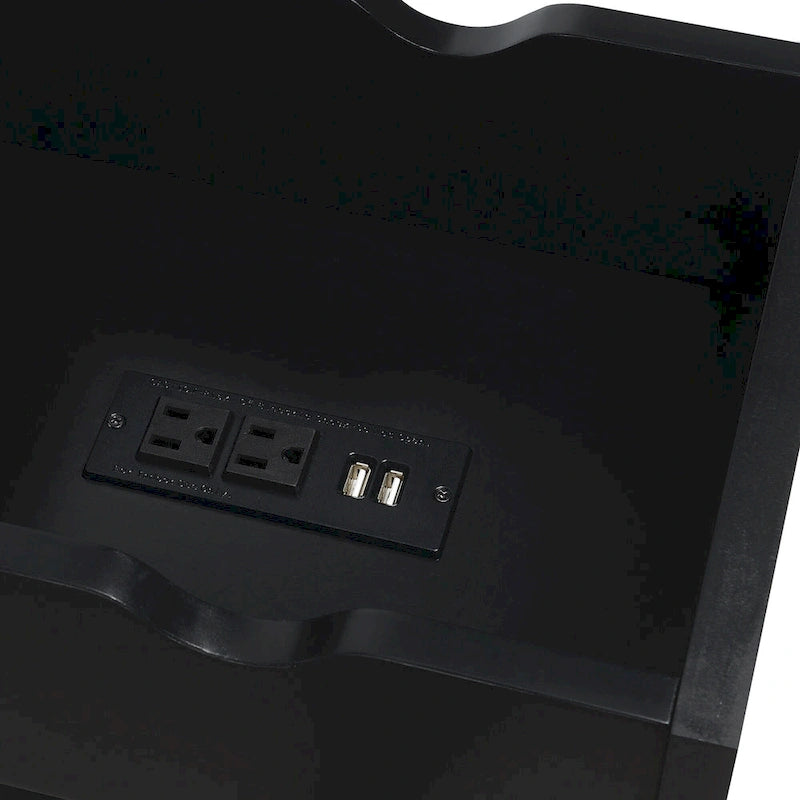 Table d'appoint Oxford à plateau rabattable avec station de charge et étagère