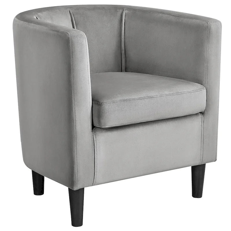 Fauteuil club moderne en forme de tonneau en velours rembourré