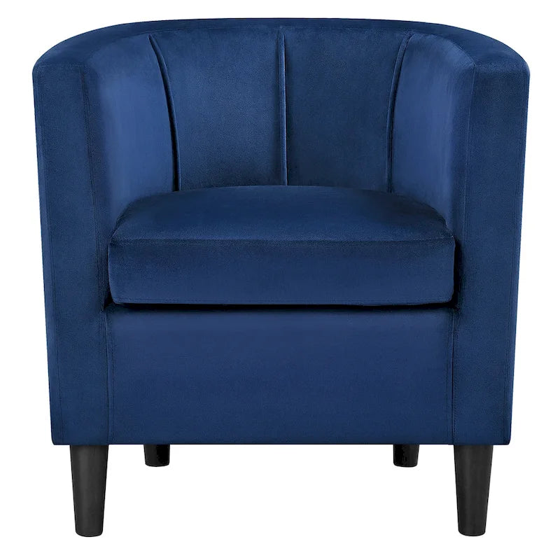 Fauteuil club moderne en forme de tonneau en velours rembourré