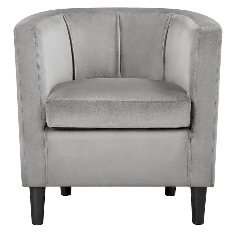 Fauteuil club moderne en forme de tonneau en velours rembourré