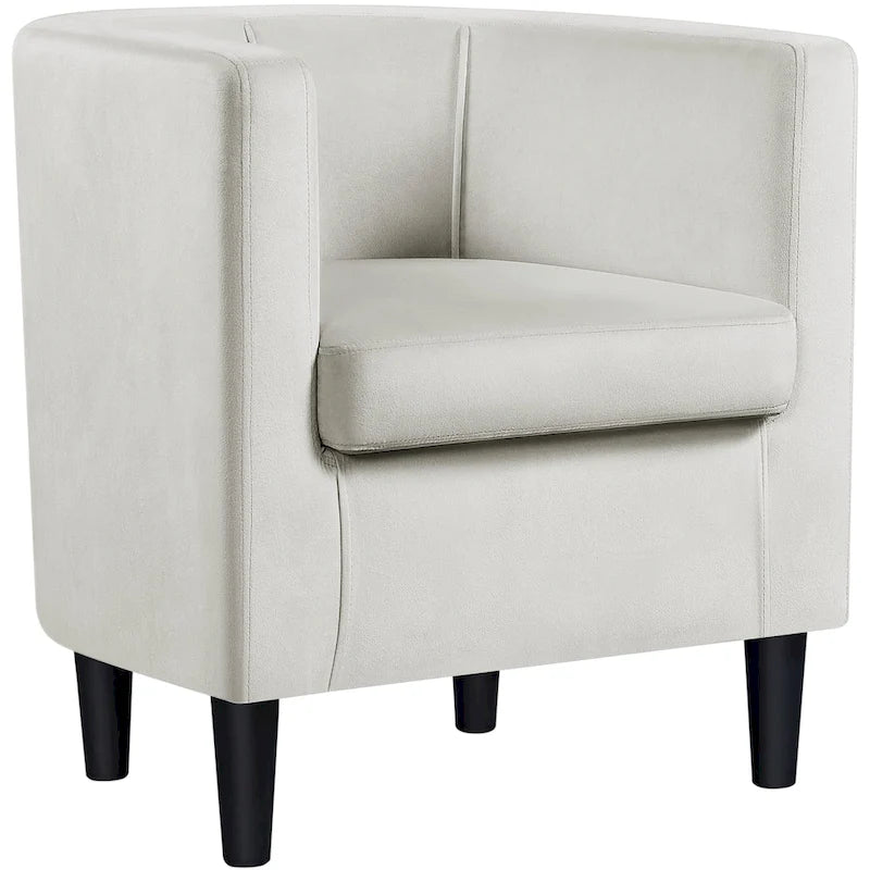Fauteuil club moderne en forme de tonneau en velours rembourré