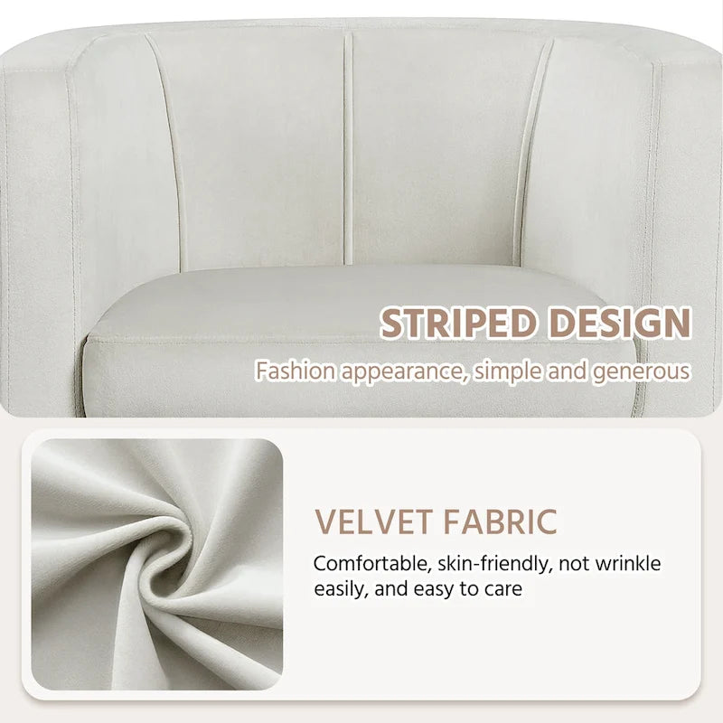 Fauteuil club moderne en forme de tonneau en velours rembourré