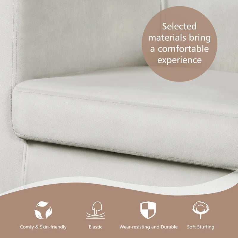Fauteuil club moderne en forme de tonneau en velours rembourré