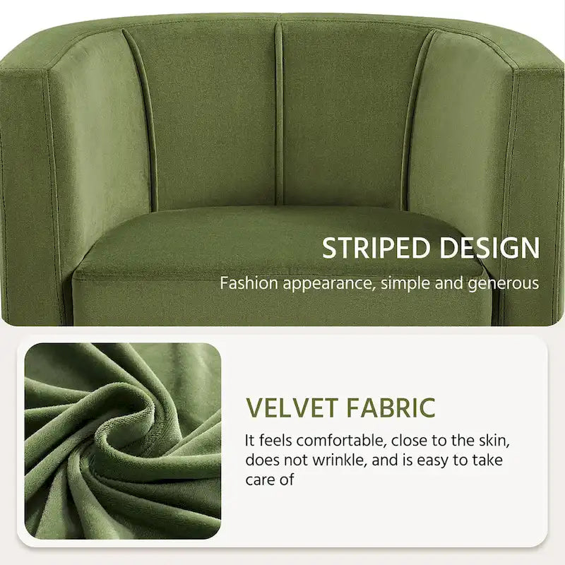 Fauteuil club moderne en forme de tonneau en velours rembourré