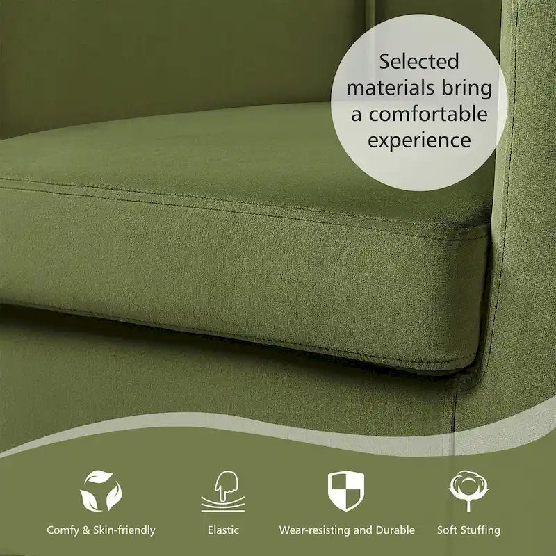 Fauteuil club moderne en forme de tonneau en velours rembourré