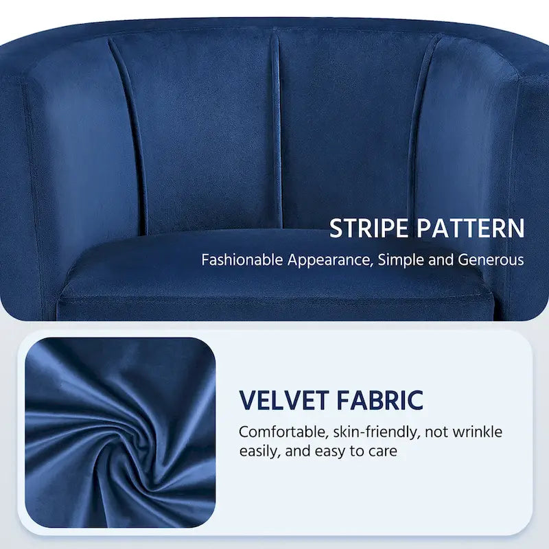 Fauteuil club moderne en forme de tonneau en velours rembourré