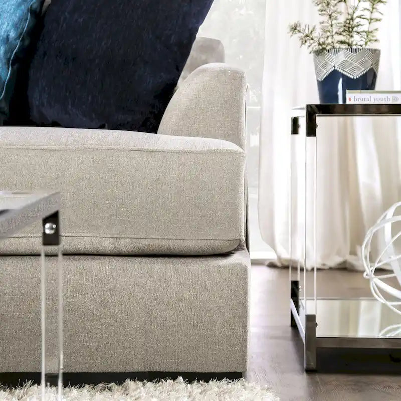 Canapé d'angle en chenille de style transitionnel avec accoudoirs évasés