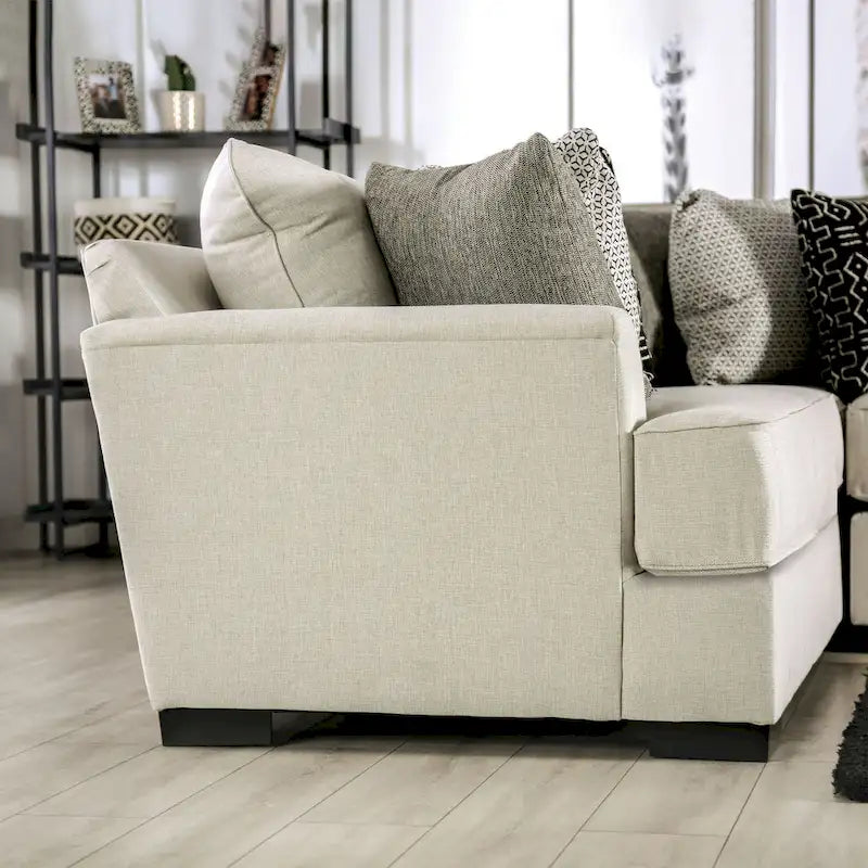 Canapé d'angle en chenille de style transitionnel avec accoudoirs évasés