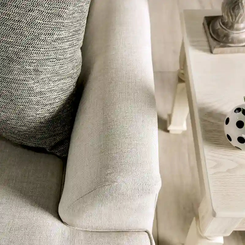 Canapé d'angle en chenille de style transitionnel avec accoudoirs évasés