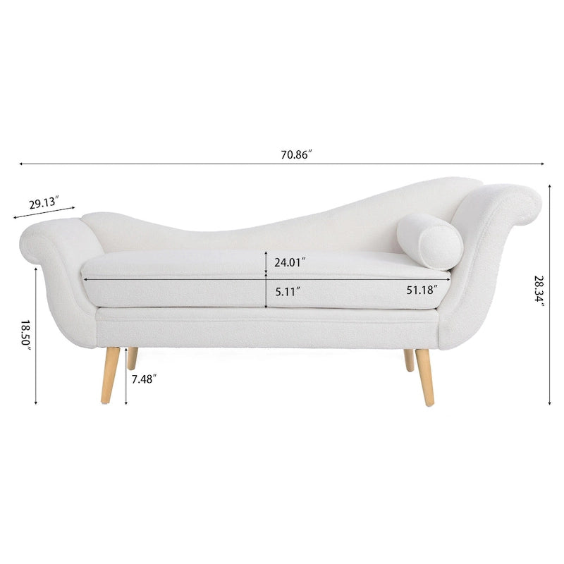 Chaise longue à accoudoir en volute