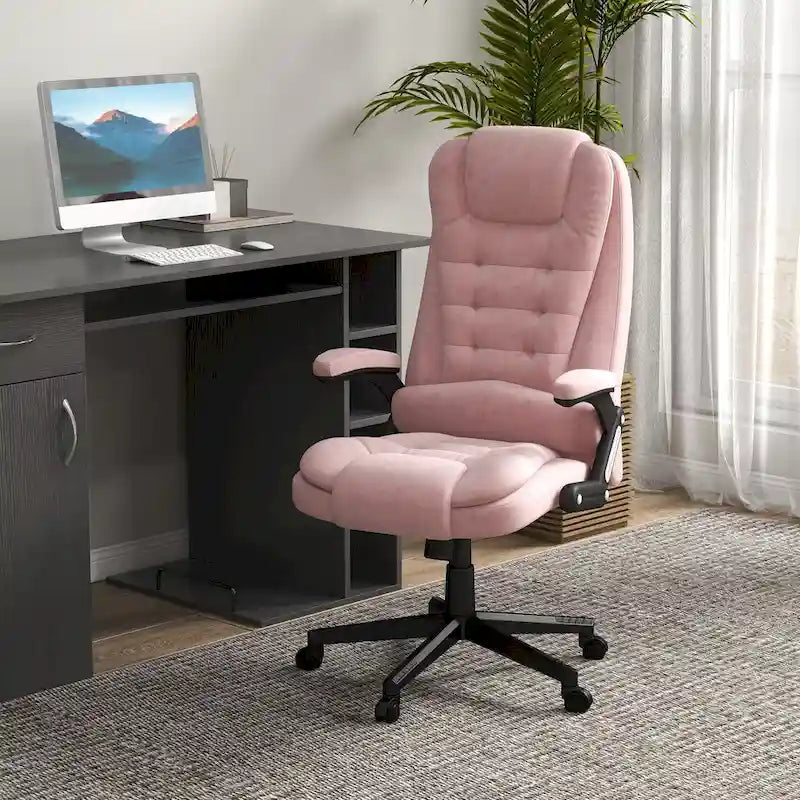 Fauteuil de bureau massant vibrant avec chauffage, fauteuil de bureau exécutif à dossier haut en velours